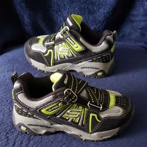 Skechers Kids' Black and Neon Green Sneakers